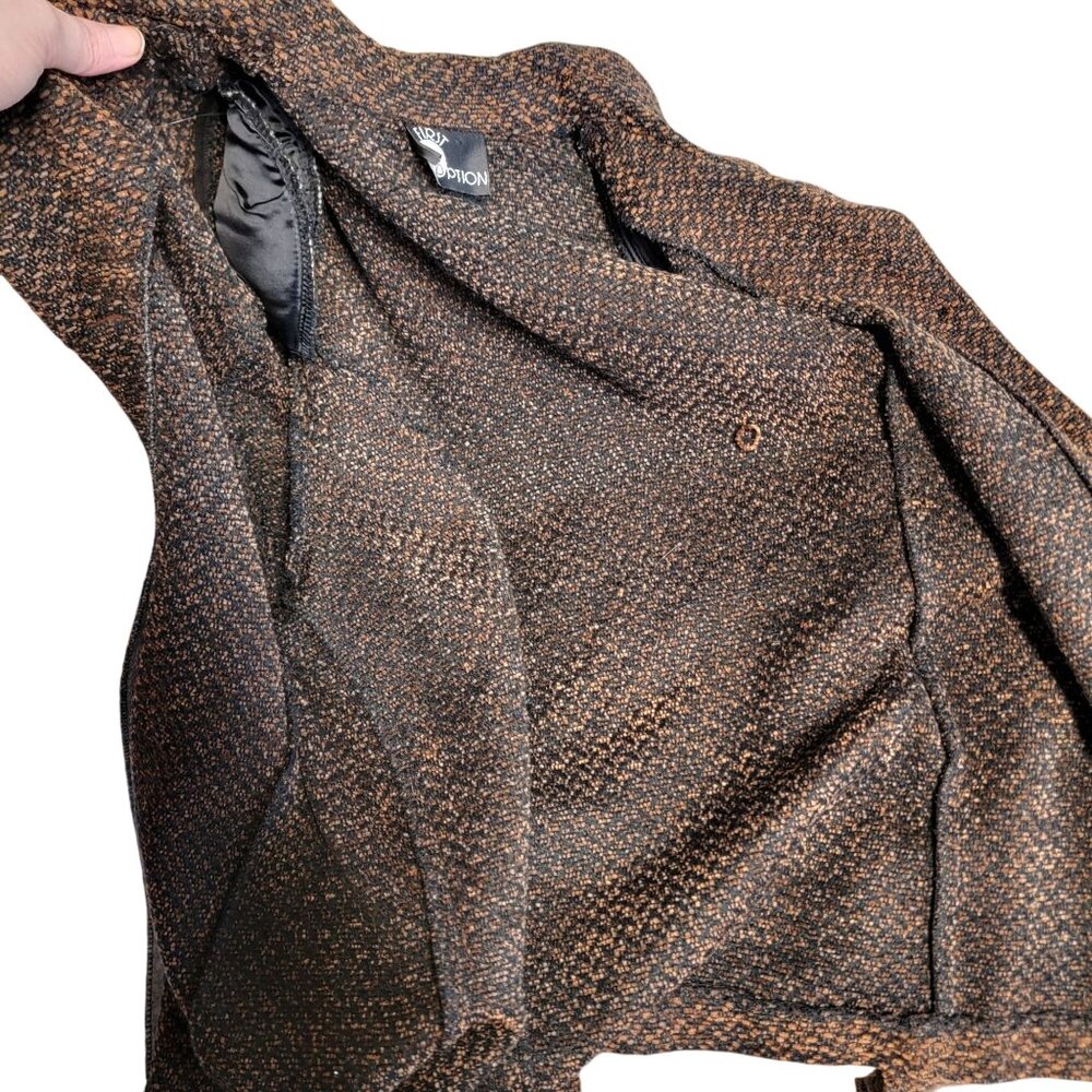 Vintage 90s Softshell Jacket Women Medium Brown Black Blazer Work Office 8 10 M - Picture 6 of 14